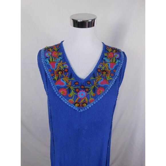 Studio West Apparel Dress Womens Small Blue Embroidered Boho Sleeveless Maxi - Picture 2 of 11